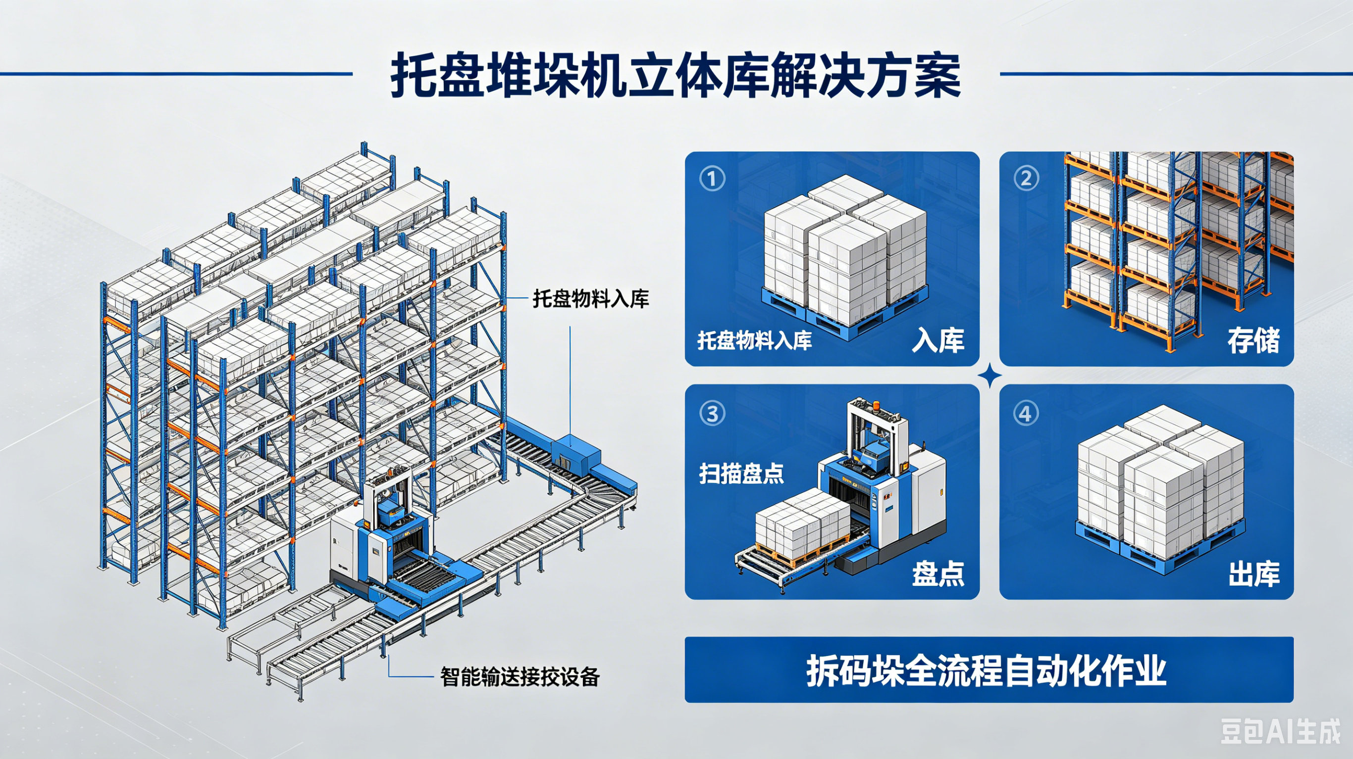 托盘堆垛机立体库智能仓储解决方案