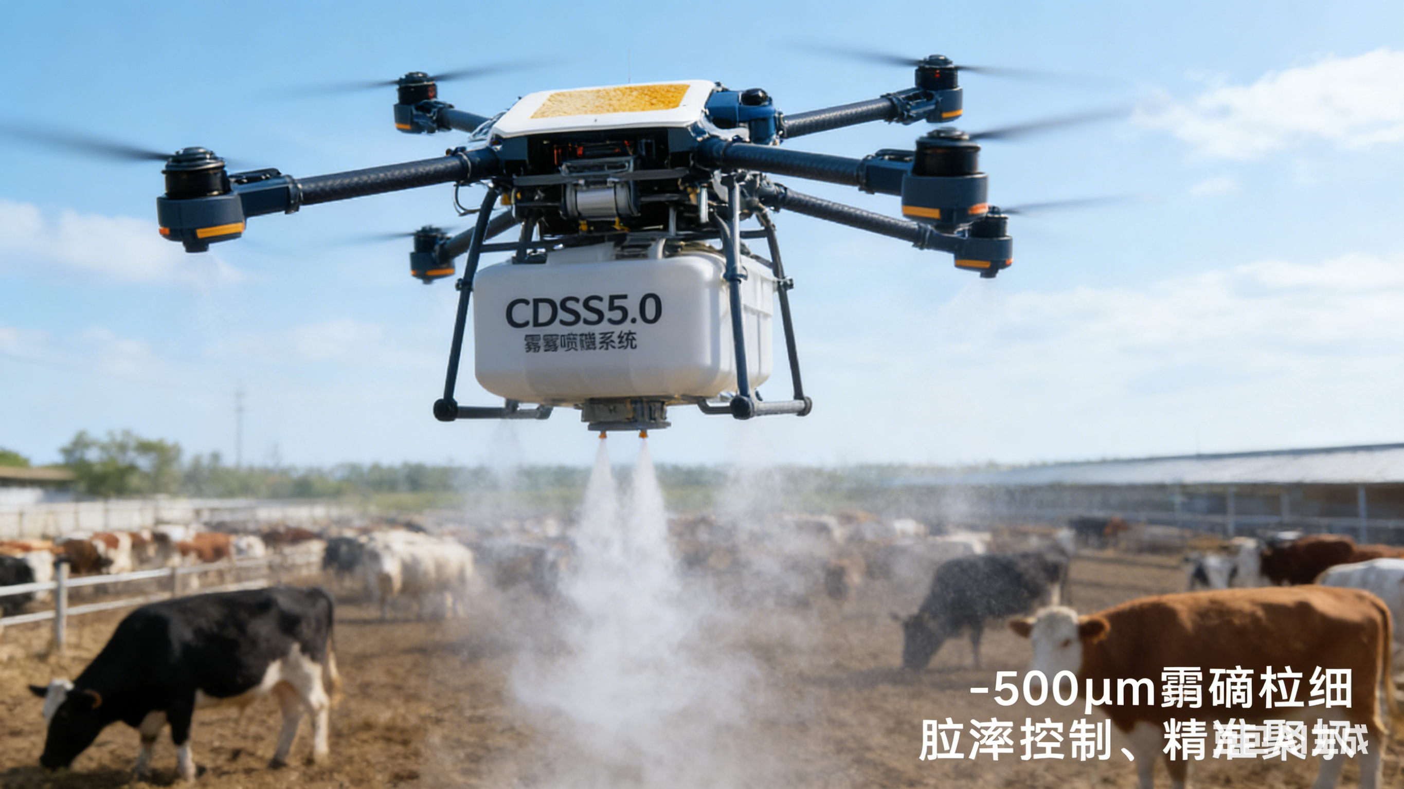 无人机畜牧消杀解决方案（基于CDSS5.0恒定粒径常温弥雾喷洒系统）